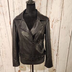 Elodie Faux Vegan Leather Moto Jacket Small